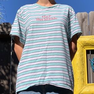 HUF WORLDWIDE short sleeve blue and white shirt